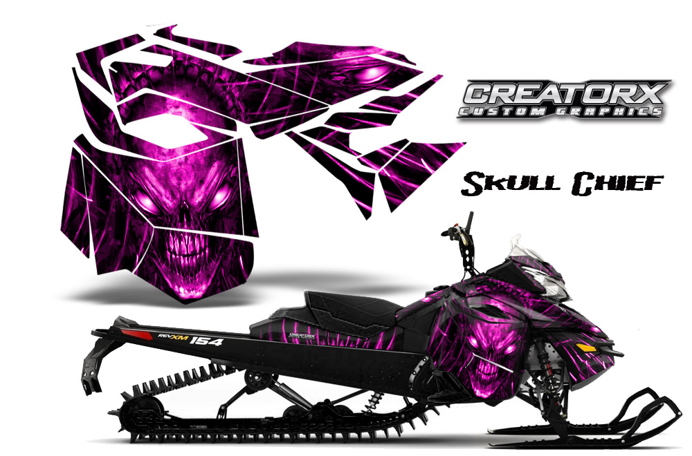 Skidoo Rev XM Graphics Kit Skull Chief Pink